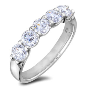 1.10 Carat TW GIA 5 Stone Diamond Anniversary Ring in 14K White Gold