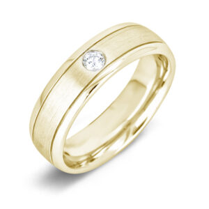 0.10 Carat Solitaire Men's Diamond Wedding Band Ring in Yellow Gold