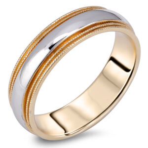 His & Her's 6MM Two-Tone Double Milgrain Comfort Fit Wedding Band Ring in 10K Yellow and White Gold