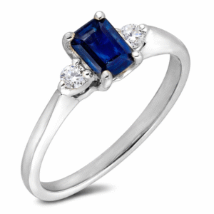 Australian Origin Blue Sapphire and Canadian Diamond Trilogy Ring in White Gold