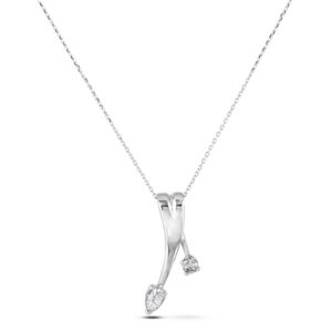 0.32 Carat TW Two-Stone Canadian Diamond Drop Pendant in White Gold