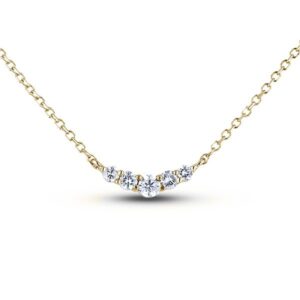 0.15 Carat TW Diamond 5-Stone Curve Necklace in Yellow Gold