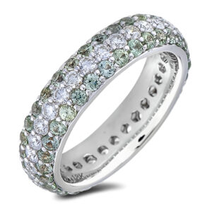 2.16 Carat TW Green Sapphire & Diamond Anniversary Eternity Ring in 18K White Gold