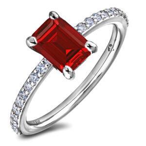 0.78 Carat Ruby and Canadian Diamond Ring in 14K White Gold