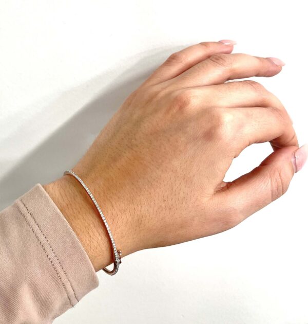 1.00 Carat TW Canadian Diamond Eternity Bangle Bracelet in Rose Gold certificate bracelet on wrist