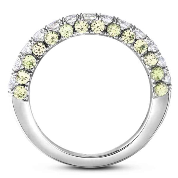 1.28 Carat TW Green Sapphire & Diamond Anniversary Ring with Hidden details in 18K White Gold