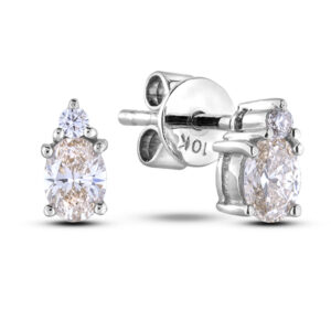 0.34 Carat TW Oval Cut Canadian Diamond Stud Earrings in White Gold
