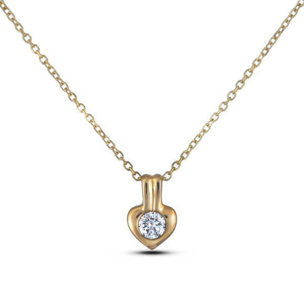 0.06 Carat Diamond Heart Shaped Pendant in Yellow Gold