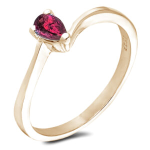 0.30 Carat Ruby Solitaire Pear Shape Stackable Ring in Yellow Gold