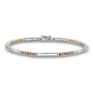0.70 Carat TW Coffee Diamond Bar Bracelet in Yellow and White Gold
