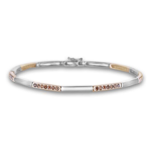 0.70 Carat TW Coffee Diamond Bar Bracelet in Yellow and White Gold