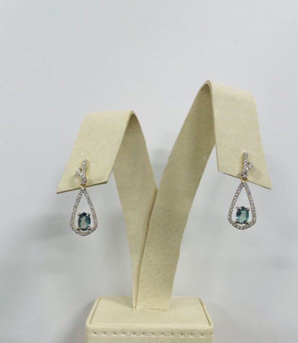 0.81 Carat TW Alexandrite & Canadian Diamond Dangle Earrings in 18K White & Yellow Gold