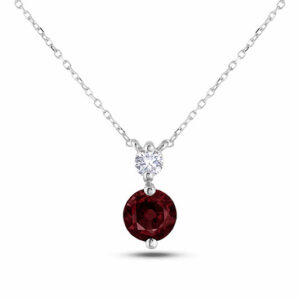 1.21 Carat Ruby and 0.14 Carat Canadian Diamond Drop Necklace in 14K White Gold