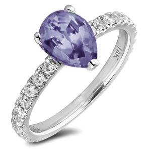 1.16 Carat Tanzanite and Canadian Diamond Ring in 14K White Gold