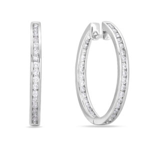 1.27 Carat TW Canadian Diamond Hoop Earrings in 14K White Gold