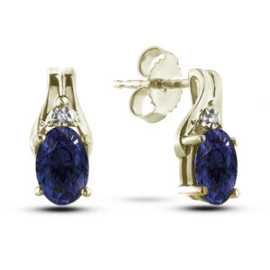 1.16 Carat TW Sapphire & Diamond Earrings in Yellow Gold