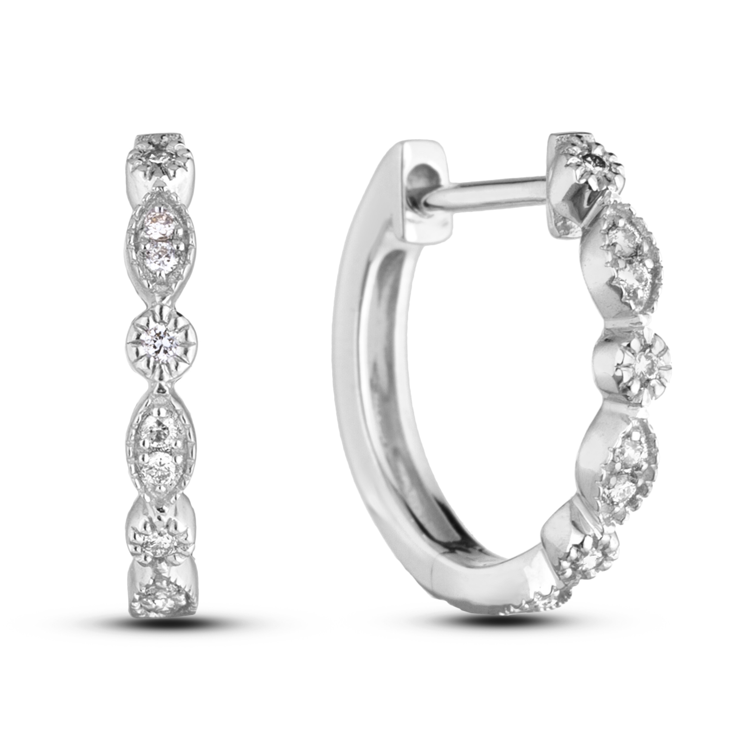 0.12 CTW Diamond Dainty Hoop Earrings in White Gold Lugaro Jewellers