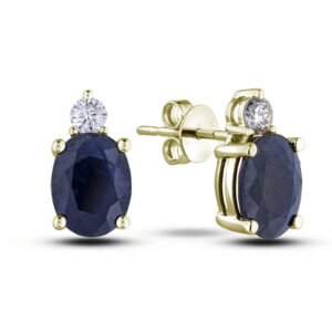 2.98 Carat TW Australian Sapphire and Canadian Diamond Stud Earrings in Yellow Gold