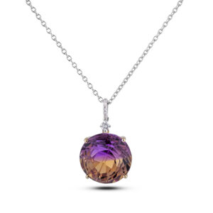 17.11 Carat TW Ametrine Diamond Pendant in 14K White Gold