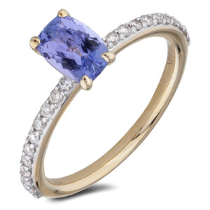 Canadian Diamond Engagement Ring With Diamond Accents in 14K White Gold