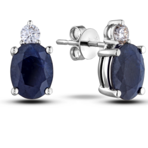 1.80 Carat TW Australian Sapphire and Canadian Diamond Stud Earrings in White Gold