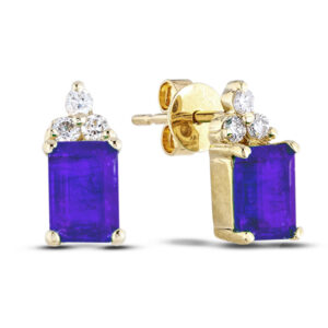 1.25 Carat TW Tanzanite and Diamond Stud Earrings in 14K Yellow Gold