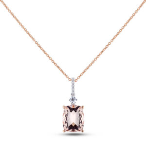 Champagne Topaz & Diamond Pendant in White And Yellow Gold