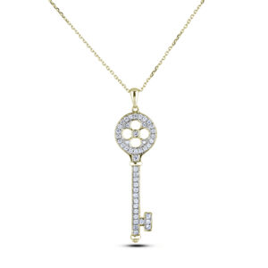 0.45 Carat TW Canadian Diamond Key Pendant in Yellow Gold