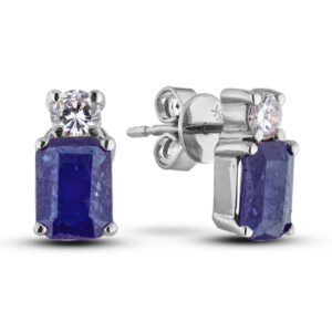 1.94 Carat TW Tanzanite & Canadian Diamond Stud Earrings in 14K White Gold