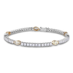 0.90 Carat TW Marquise Fancy Yellow Canadian Diamond Tennis Bracelet in 14K White & Yellow Gold