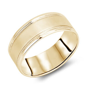 His & Her's 8MM Inlay Wedding Band Ring in 10K, 14K, and 18K Gold