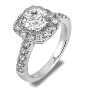 1.10 Carat Canadian Diamond Halo Engagement Ring in 14K White Gold