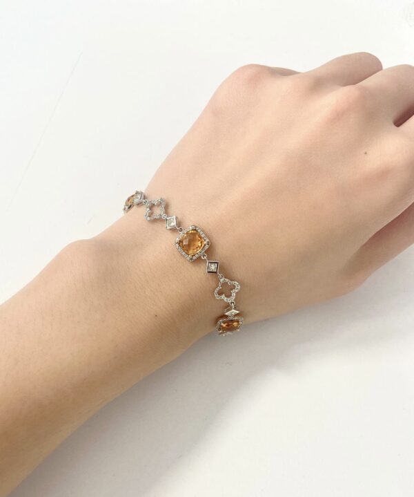 7.13 Carat TW Natural Citrine and Canadian Diamond Bracelet in White and Yellow Gold