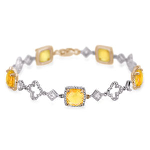 7.13 Carat TW Natural Citrine and Canadian Diamond Bracelet in White and Yellow Gold