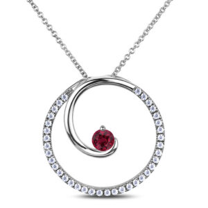 0.24 Carat Ruby and Diamond Circle Pendant in 14K White Gold