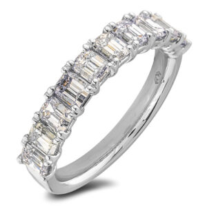 1.42 Carat TW Emerald Cut Canadian Diamond Anniversary Ring in 14K White Gold