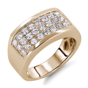 1.01 Carat TW Diamond Triple Row Ring in 14K Yellow Gold