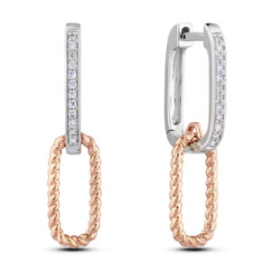 0.12 Carat TW Canadian Diamond Paperclip Earrings in White and Rose Gold