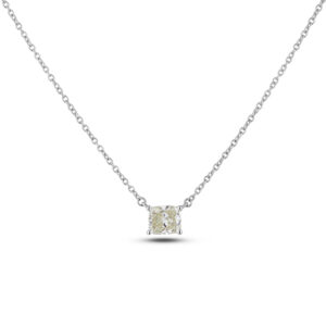 1.02 Carat Princess Cut Canadian Diamond Solitaire Necklace in 14K White Gold
