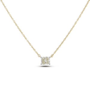 1.02 Carat Princess Cut Canadian Diamond Solitaire Necklace in 14K Yellow Gold