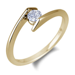 Canadian Diamond Solitaire Tension Set Engagement Ring in Yellow Gold