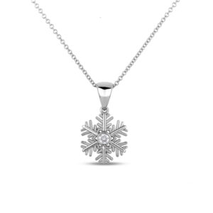 Sterling Silver 0.06 Carat Canadian Diamond Snowflake Pendant