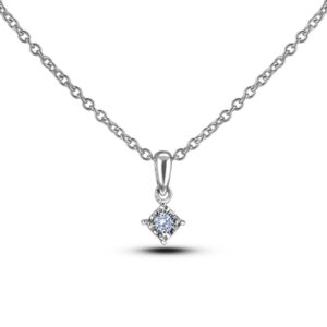 Canadian Diamond Sterling Silver Miracle Setting Solitaire Pendant and Chain
