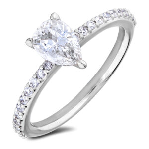 0.42 Carat Pear Cut GIA Diamond Engagement Ring in 14K White Gold