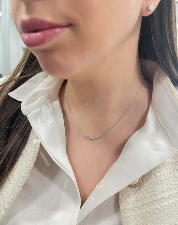 0.20 Carat Marquise Diamond Solitaire Thunderbolt Necklace in White Gold