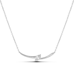 0.20 Carat Marquise Diamond Solitaire Thunderbolt Necklace in White Gold