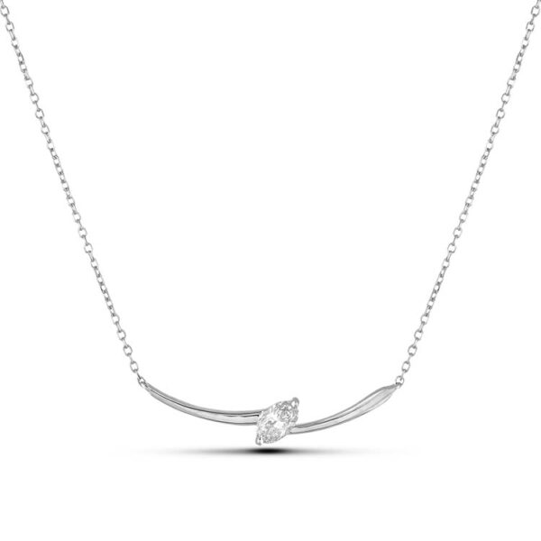 0.20 Carat Marquise Diamond Solitaire Thunderbolt Necklace in White Gold