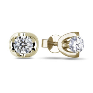Tension Set Canadian Diamond Stud Earrings in Yellow Gold