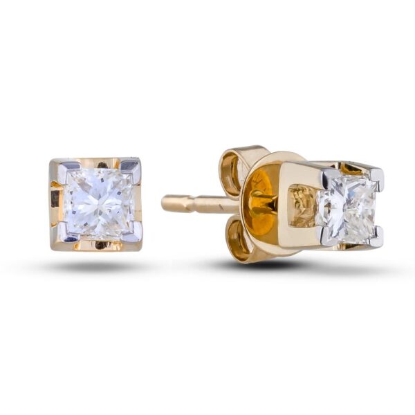 0.25 Carat TW Princess Cut Canadian Diamond Stud Earrings in 14K Yellow Gold