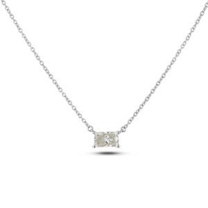 1.11 Carat Rectangular Princess Cut Canadian Diamond Solitaire Necklace in 14K White Gold